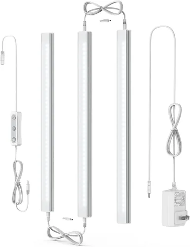 Vista 18 de ASOKO Luces LED regulables para debajo del gabinete, blanco cálido 3000 K, 3 piezas de 12 pulgadas conectables LED enchufe de iluminación