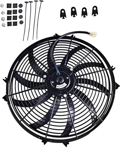 Vista 4 de 16" 12V 120W Universal Slim Fan Push Pull Radiador eléctrico Kit de montaje de refrigeración (negro)