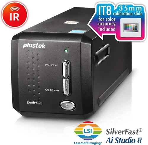 Vista 2 de Plustek OpticFilm 8200i Ai - Convertidor de escáner de película y diapositivas + 2 soportes deslizantes montados de 1.378 in