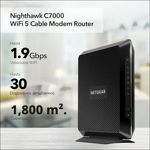 Vista 2 de NETGEAR Nighthawk AC1900 (24x8) DOCSIS 3.0 WiFi Combo de router, cable módem (C7000) para Xfinity de Comcast, Spectrum, Cox, más (renovado)