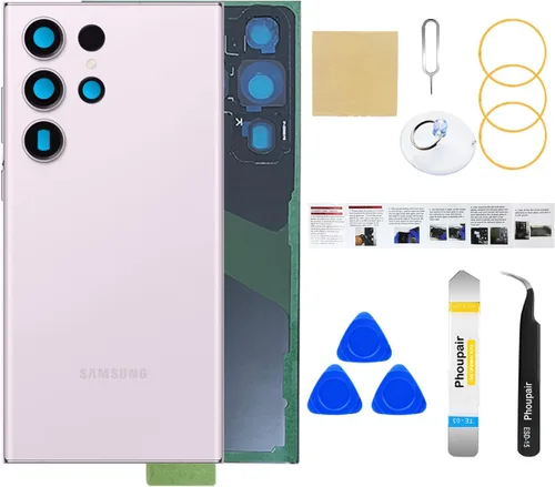 Vista 24 de Reemplazo de cristal trasero para Samsung Galaxy S24 con kit de herramientas de reparación profesional (Amber Yellow)