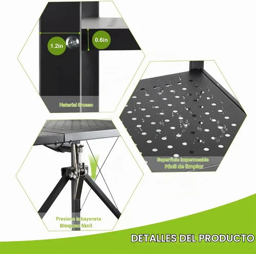 Vista 4 de Soporte de metal para plantas, estante plegable de 3 niveles para flores