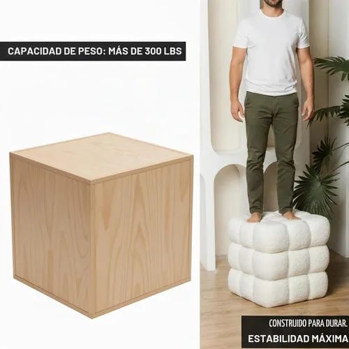 Vista 9 de Otomana cuadrada de sherpa blanca – Puf grande de 17.3 pulgadas con marco de madera resistente, 330 libras de capacidad, moderno taburete de tocador