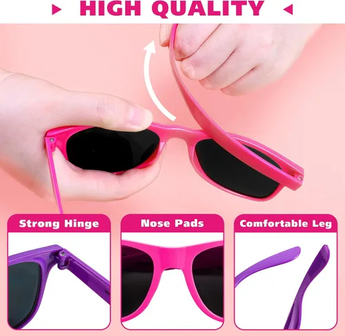 Vista 2 de Paquete de 48 lentes de sol de neón de 12 colores, recuerdos de fiesta, estilo retro de los años 80, juego perfecto de gafas de sol coloridas