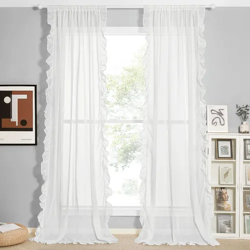 Vista 21 de KGORGE Cortinas opacas para sala de estar, aislamiento térmico, cortinas insonorizadas y cortinas estilo rústico estilo bohemio para cocina