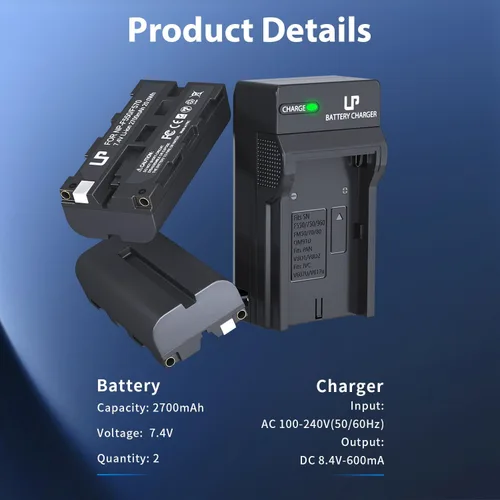 Vista 5 de LP Batería NP-F550 2-Pack 2700mah y cargador para Sony NP F550, F530, F970, F960, F770, F750, F330, CCD-SC55, TR516, TR716, TR818, TR910, TR917