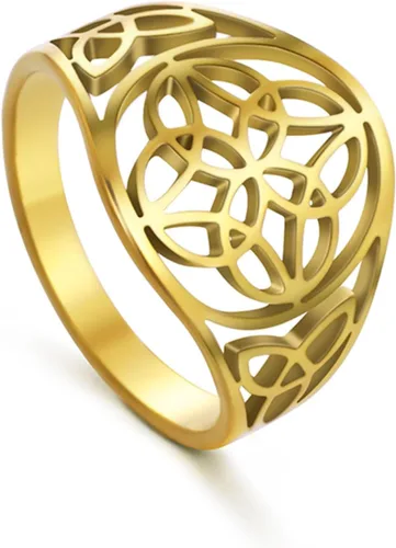 Vista 8 de TEAMER Anillo de nudo de brujas, amuleto celta de acero inoxidable, joyería vintage para mujer