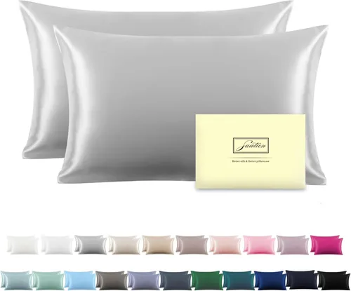 Vista 14 de Funda de almohada de seda para cabello y piel, suave, transpirable y resistente, funda de almohada de seda de tamaño Queen, fundas de almohada
