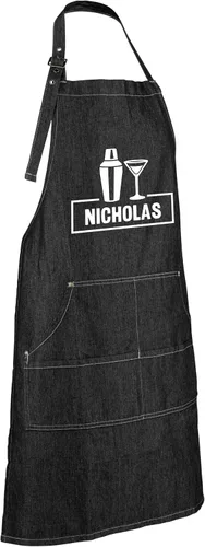Vista 3 de Hot4TShirts Delantal personalizado para hombres y mujeres - Delantal de camarero de mezclilla personalizado con bolsillos - Regalos de bartending