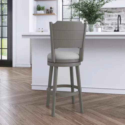 Vista 15 de Hillsdale Clarion Taburete giratorio de madera con altura de barra, gris envejecido