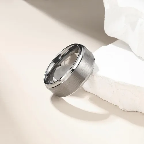 Vista 2 de King Will - Anillo de tungsteno básico para hombre, de 1564, 932, 516, 2364 y 2564 de pulgada, con acabado cepillado mate, ideal como anillo
