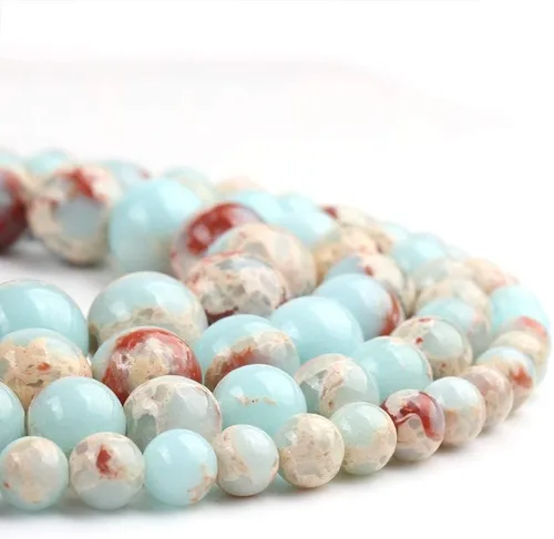 Vista 21 de 60 piezas de cuentas de aguamarina natural de 6 mm, cuentas de piedras preciosas redondas sueltas para hacer joyas