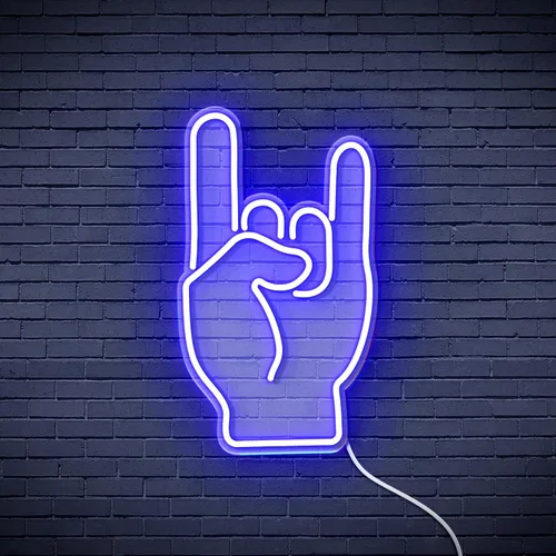 Vista 4 de AdvPro Rock On Hand Sign Flex Silicone LED Neon Sign - Azul - st16s32-fnu0067-b