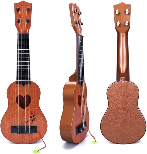 Vista 6 de YEZI Juguetes para Niños, Ukelele Clásico de Guitarra, Instrumento Musical, Marrón