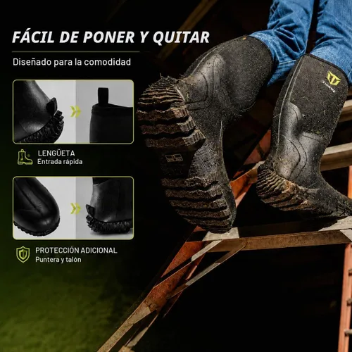 Vista 5 de TIDEWE Rubber Boots for Men, Waterproof Rain Boots with Steel Shank Negro
