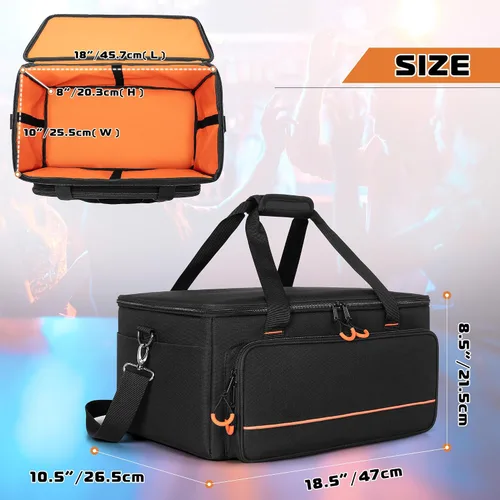 Vista 5 de LUXJA Bolsa de luz acolchada para 4 luces par, funda con divisor interior y bolsillos para accesorios, color negro