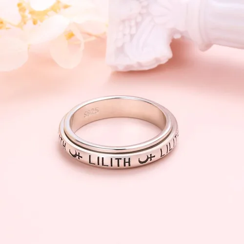 Vista 5 de DAOCHONG Sigil of Lilith - Anillos giratorios de plata de ley S925 para aliviar la ansiedad, aliviar el aburrimiento, autismo, TDAH, regalo