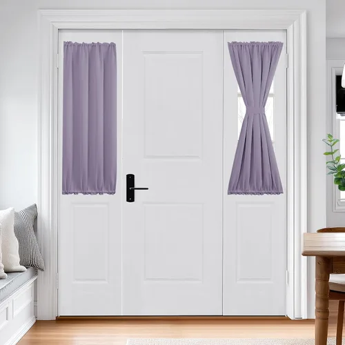 Vista 77 de Deconovo Cortinas opacas para puerta, bolsillo para cortinero y cortinas de bloqueo con aislamiento térmico para dormitorio, 137.16 x 189.2 cm, azul