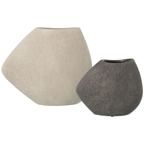 Vista 2 de Set de 2 Jarrones Alexandra House Living Blanco Gris Cerámica 22 x 20 x 13 cm