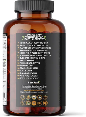 Vista 3 de Best Paw Nutrition Aceite de salmón puro de Alaska salvaje para perros y gatos, alergias, picazón seca en la piel, puntos calientes y alivio