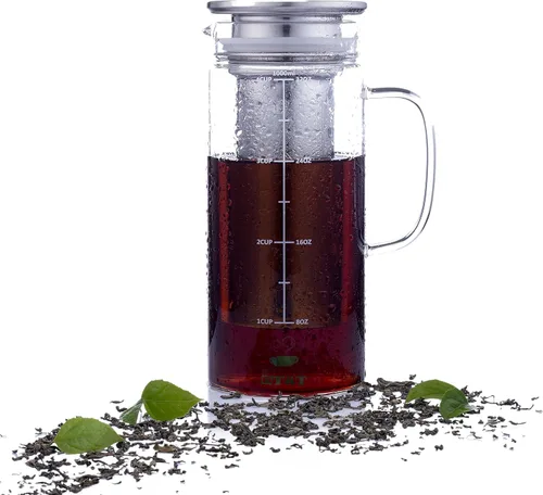 Vista 7 de BTT- Cafetera de café frío, cafetera helada, 1 cuarto de galón, 32 onzas, cafetera de té helado, cafetera fría, jarra de té, accesorios de café