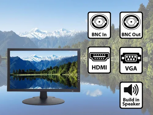 Vista 7 de 101AV 18.5 "Monitor de seguridad LED profesional HDMI VGA y BNC Entrada Audio Video Pantalla PC Monitor w/Altavoz para CCTV DVR Oficina y Hogar