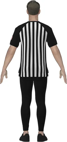 Vista 6 de GCA Pro - Camisa de árbitro de baloncesto para hombre, con bandera de Estados Unidos, manga corta, con rayas NFHS