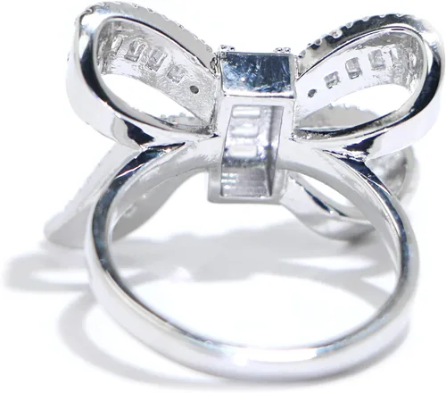 Vista 4 de Anillo de plata de ley 925 brillante con piedras preciosas de diamantes de circonita cúbica, anillo de mariposa de diamantes de circonita cúbica