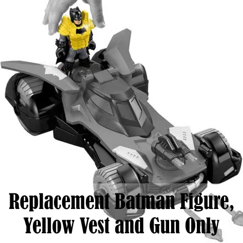 Vista 5 de Imaginext Piezas de repuesto Batmobile - DHT64 ~ Figura de repuesto Batman, chaleco amarillo y pistola