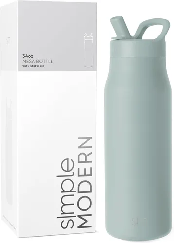 Vista 18 de Simple Modern Botella de agua con tapa de pajilla Termo de acero inoxidable aislado Botellas de agua reutilizables para viajes para gimnasio