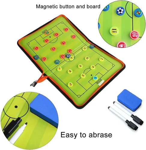 Vista 3 de Tabla táctica magnética para entrenadores de fútbol, portapapeles de entrenamiento de borrado en seco, herramienta de entrenador plegable