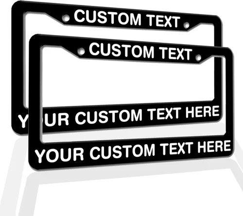 Vista 8 de Marcos de Matrícula con Cualquier Texto - Marco de Placa con Tu Mensaje Personalizado, Marco de Matrícula Personalizado con Nombre, Monograma, Logo