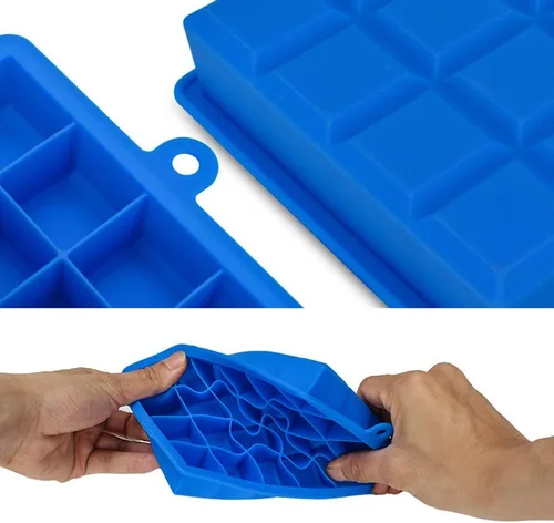 Vista 5 de Bandeja para cubitos de hielo, bandejas cuadradas de silicona para cubitos de hielo apilables de fácil liberación con tapa extraíble, 24 cavidades