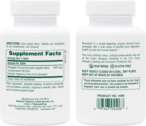 Vista 2 de Nature 's Plus Ultra Bromelain – -1500 mg – 60 tabletas