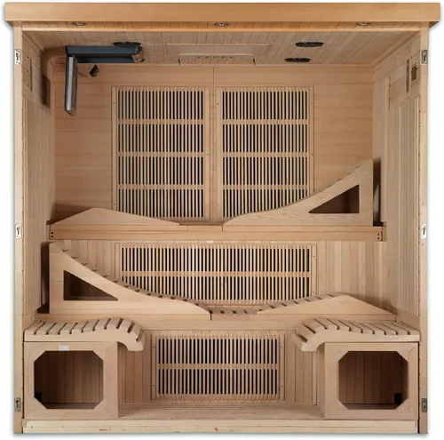 Vista 4 de DYNAMIC SAUNAS Golden Designs Monaco - Sauna de infrarrojos lejanos CEM para 6 personas cerca de cero (acabado natural)