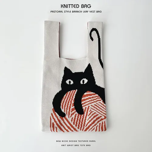 Vista 4 de MUUZI Bolso lindo de punto casual bolso de compras (Heart01, XL)