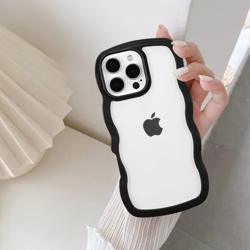Vista 21 de QLTYPRI Funda compatible con iPhone 7/8/SE, bonita funda transparente con marco ondulado rizado para niñas y mujeres, funda protectora de TPU
