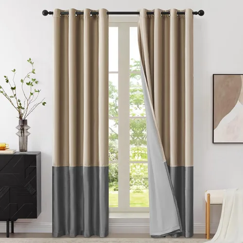 Vista 13 de BULBUL Cortinas de terciopelo 100% opacas negro oro, cortinas modernas con forro de 63 pulgadas de largo, cortinas térmicas con ojales para sala