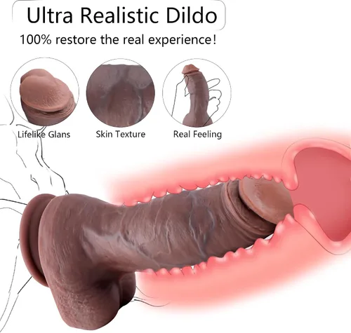 Vista 5 de Wildolo Consolador realista de silicona negra, consolador clásico salvaje de 8.14 pies de largo con potente succión y bola realista, juguete sexual