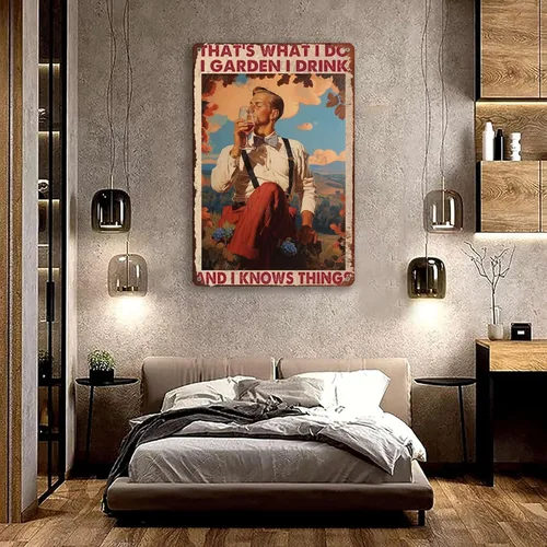 Vista 2 de Cartel de hojalata That's What I Do I Garden I Drink And I Knows Things for Family Warehouse Garden 8.00"x12.00