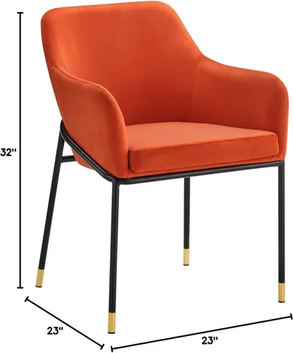 Vista 3 de [Usado] Modway EEI-4671-BLK-ORA Jovi Performance - Sillón de comedor de terciopelo, color negro y naranja