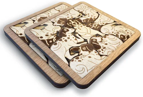 Vista 18 de Posavasos de Rompecabezas de Madera con Perro American Pit Bull Terrier - Regalo Único para Amantes de Perros Pitbull, Posavasos de Rompecabezas