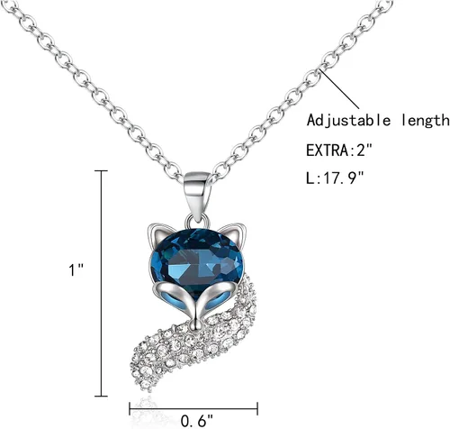 Vista 8 de EleQueen Collar de zorro de cristal, circonita cúbica, bonita cabeza y cola, joyería de zorro de animales para mujeres, adolescentes y niñas