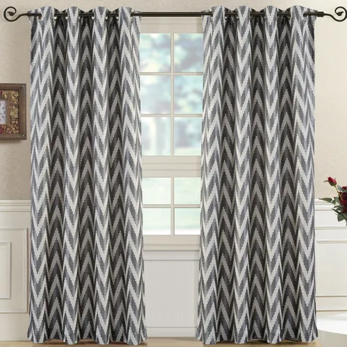 Vista 2 de Royal Bedding Meridian - Cortinas opacas con ojales grises para ventana, par/juego de 2 paneles, 52 x 63 pulgadas cada uno