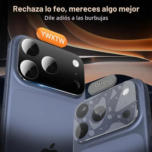 Vista 2 de YWXTW Protector de lente de cámara para iPhone 17 Pro, cobertura completa, protector de pantalla de lente de vidrio templado para iPhone 17 Pro