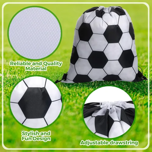 Vista 3 de Potchen 36 bolsas de fútbol con cordón – Mochila deportiva con cordón para gimnasio, bolsa de regalo para niños, juegos de pelota de fútbol, regalos