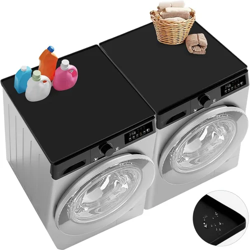 Vista 8 de Fundas para lavadora y secadora para la parte superior, 27 x 27 pulgadas, alfombrilla protectora de silicona para lavadora y secadora Negro