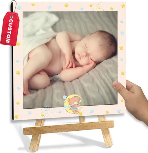 Vista 11 de Marco de fotos personalizado con soporte, impresión de imagen personalizada, regalos de fotos personalizados para decoración del hogar, exhibición