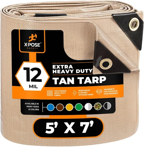 Vista 48 de Xpose Safety Lona protectora de polietileno plateado resistente de 5 x 7 pies - Funda protectora multiusos - Duradera, resistente al agua