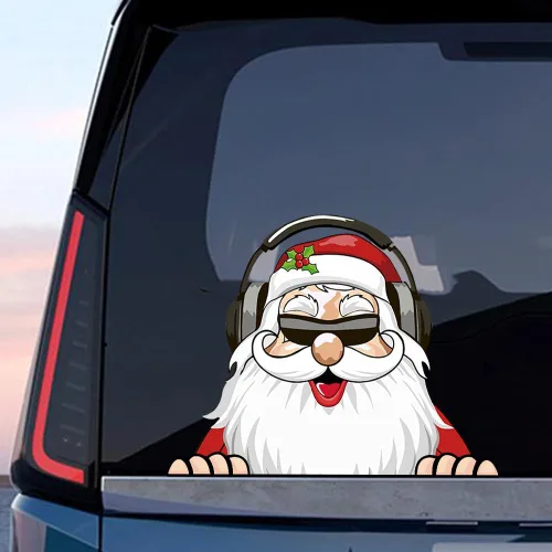 Vista 55 de Pegatina Navideña de Papá Noel Asomado, Lindas Pegatinas de Venado y Muñeco de Nieve para Ventana, Adhesivos para Parachoques de Coche, Adornos